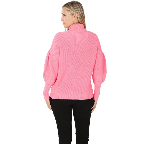 NWT Pink Puff Sleeve Turtleneck sweater - Picture 3 of 5